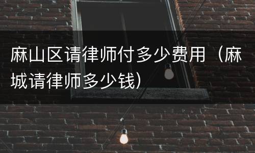 麻山区请律师付多少费用（麻城请律师多少钱）