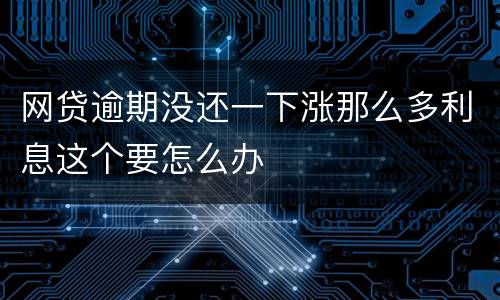 网贷逾期没还一下涨那么多利息这个要怎么办