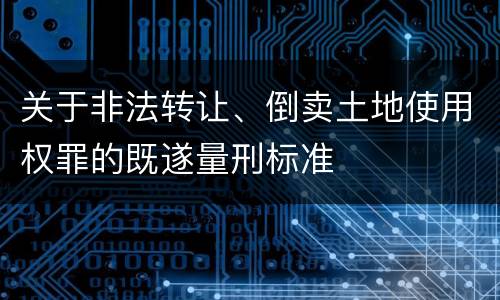 关于非法转让、倒卖土地使用权罪的既遂量刑标准