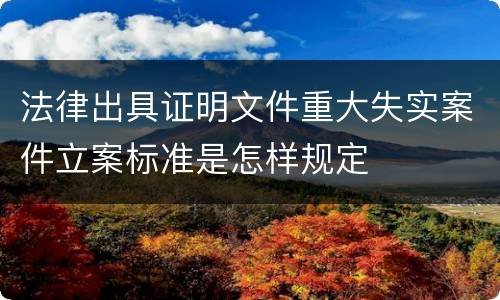 法律出具证明文件重大失实案件立案标准是怎样规定
