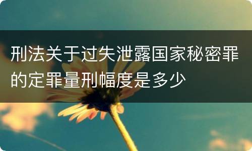 刑法关于过失泄露国家秘密罪的定罪量刑幅度是多少