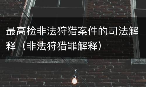 最高检非法狩猎案件的司法解释（非法狩猎罪解释）