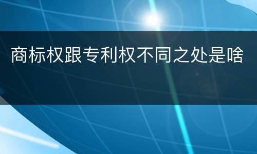 商标权跟专利权不同之处是啥