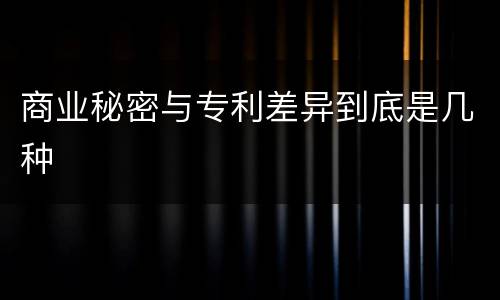 商业秘密与专利差异到底是几种