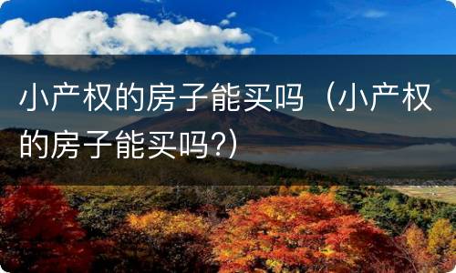 小产权的房子能买吗（小产权的房子能买吗?）