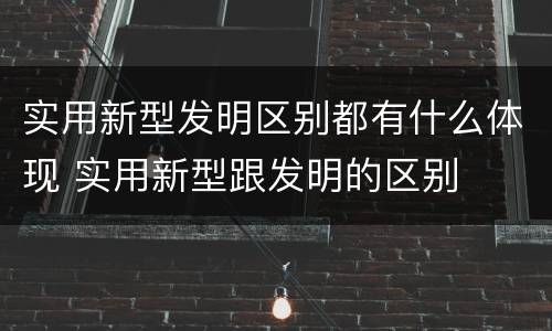实用新型发明区别都有什么体现 实用新型跟发明的区别