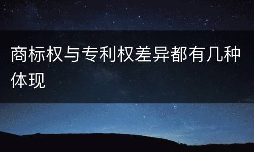商标权与专利权差异都有几种体现