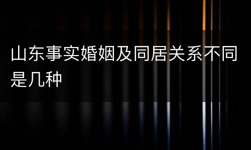 山东事实婚姻及同居关系不同是几种