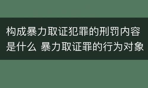 构成暴力取证犯罪的刑罚内容是什么 暴力取证罪的行为对象