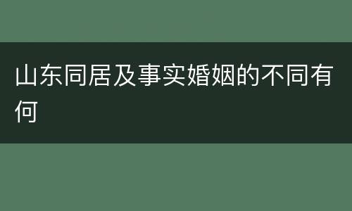 山东同居及事实婚姻的不同有何