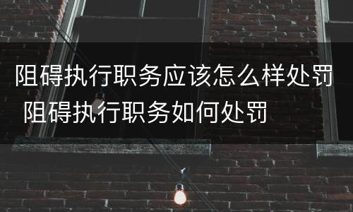 阻碍执行职务应该怎么样处罚 阻碍执行职务如何处罚