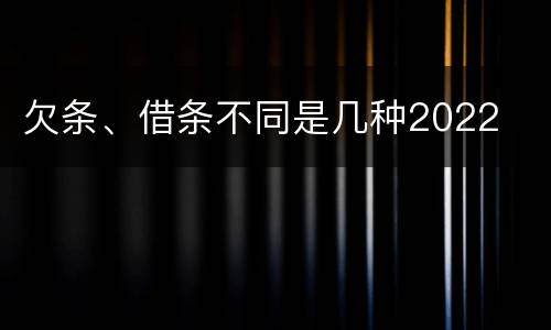 欠条、借条不同是几种2022