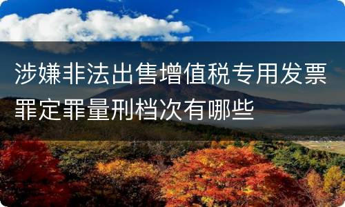 涉嫌非法出售增值税专用发票罪定罪量刑档次有哪些