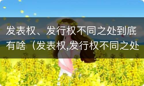 发表权、发行权不同之处到底有啥（发表权,发行权不同之处到底有啥用）