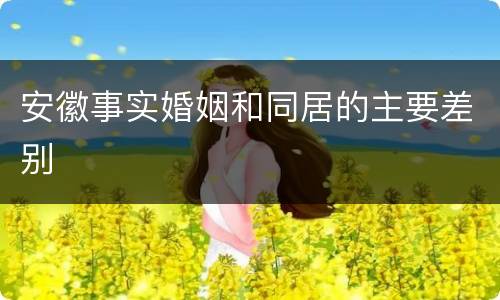 安徽事实婚姻和同居的主要差别