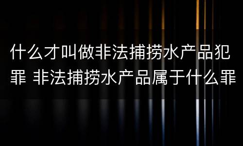 什么才叫做非法捕捞水产品犯罪 非法捕捞水产品属于什么罪