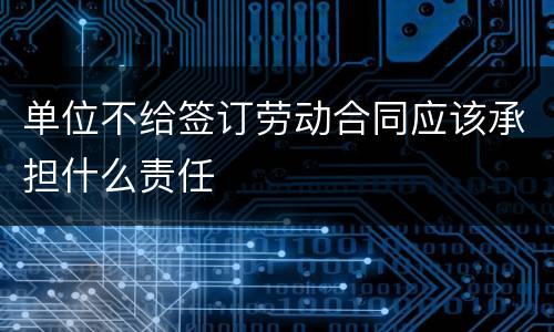 单位不给签订劳动合同应该承担什么责任