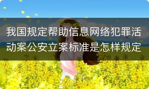 我国规定帮助信息网络犯罪活动案公安立案标准是怎样规定