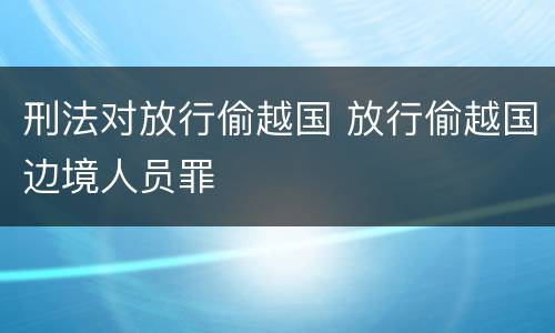 刑法对放行偷越国 放行偷越国边境人员罪