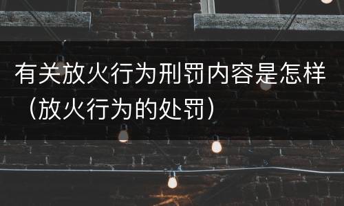 有关放火行为刑罚内容是怎样（放火行为的处罚）