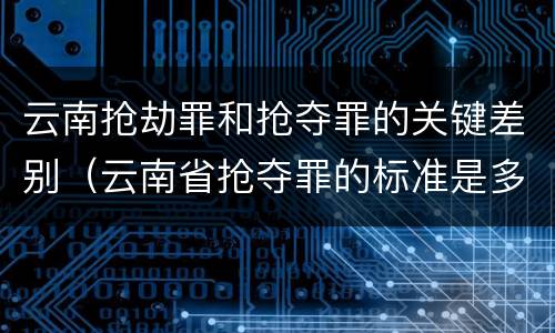 云南抢劫罪和抢夺罪的关键差别（云南省抢夺罪的标准是多少?）