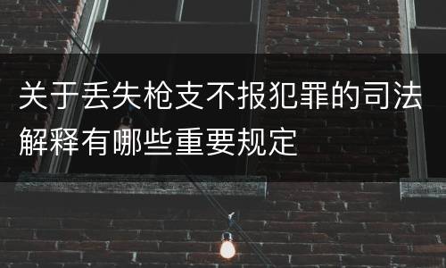 关于丢失枪支不报犯罪的司法解释有哪些重要规定