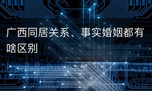 广西同居关系、事实婚姻都有啥区别