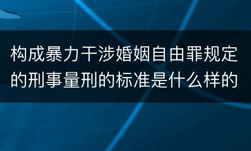 构成暴力干涉婚姻自由罪规定的刑事量刑的标准是什么样的