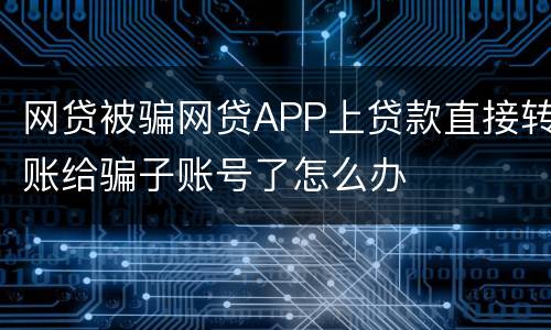 网贷被骗网贷APP上贷款直接转账给骗子账号了怎么办
