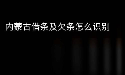 内蒙古借条及欠条怎么识别