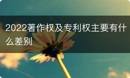 2022著作权及专利权主要有什么差别