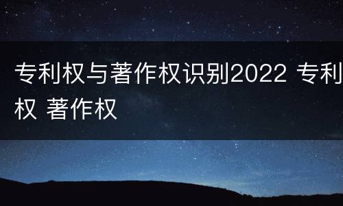 专利权与著作权识别2022 专利权 著作权