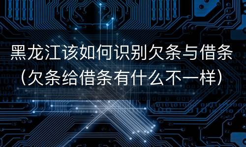黑龙江该如何识别欠条与借条（欠条给借条有什么不一样）
