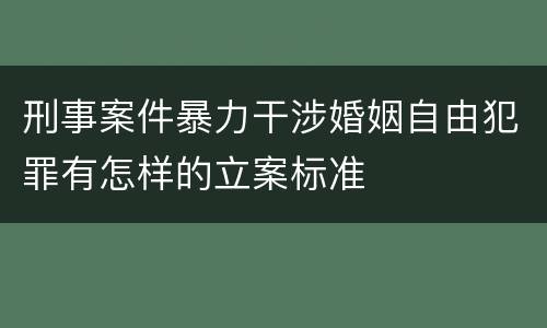 刑事案件暴力干涉婚姻自由犯罪有怎样的立案标准