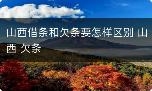 山西借条和欠条要怎样区别 山西 欠条