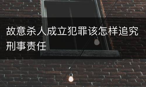 故意杀人成立犯罪该怎样追究刑事责任