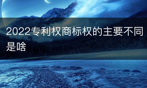 2022专利权商标权的主要不同是啥