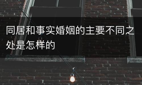 同居和事实婚姻的主要不同之处是怎样的