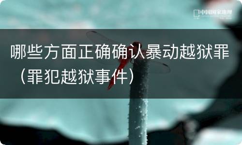 哪些方面正确确认暴动越狱罪（罪犯越狱事件）