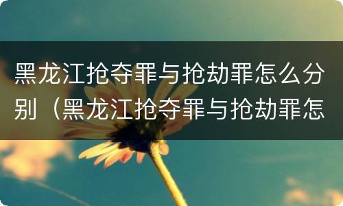 黑龙江抢夺罪与抢劫罪怎么分别（黑龙江抢夺罪与抢劫罪怎么分别判刑）