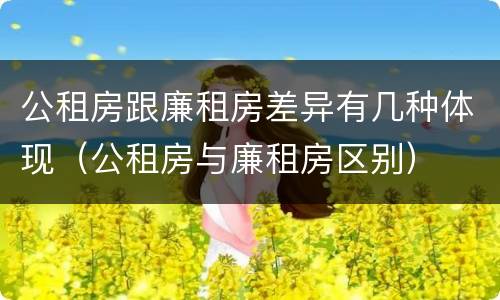 公租房跟廉租房差异有几种体现（公租房与廉租房区别）