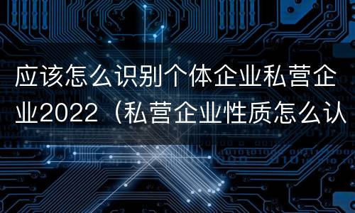 应该怎么识别个体企业私营企业2022（私营企业性质怎么认定）