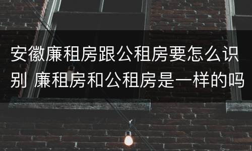 安徽廉租房跟公租房要怎么识别 廉租房和公租房是一样的吗