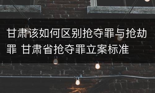 甘肃该如何区别抢夺罪与抢劫罪 甘肃省抢夺罪立案标准