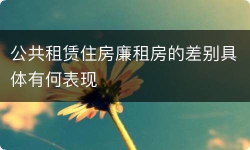 公共租赁住房廉租房的差别具体有何表现