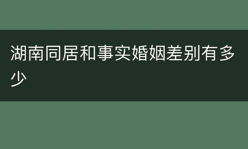 湖南同居和事实婚姻差别有多少