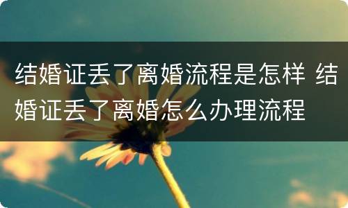 结婚证丢了离婚流程是怎样 结婚证丢了离婚怎么办理流程