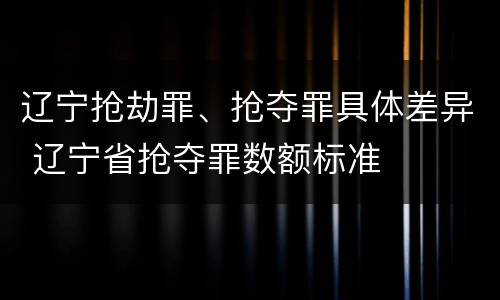 辽宁抢劫罪、抢夺罪具体差异 辽宁省抢夺罪数额标准