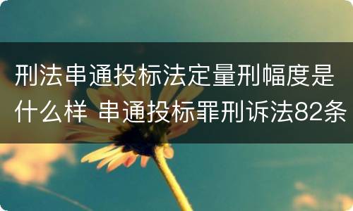 刑法串通投标法定量刑幅度是什么样 串通投标罪刑诉法82条