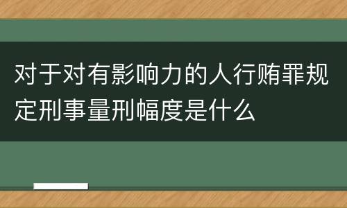 对于对有影响力的人行贿罪规定刑事量刑幅度是什么
